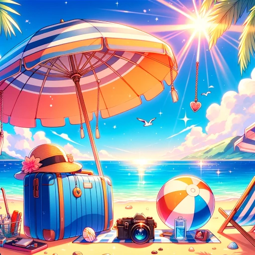 Le dessin d'une plage avec des affaires de vacance