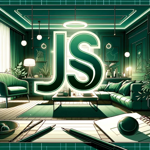 Les lettres JS au milieu d'une pièce avec un design moderne